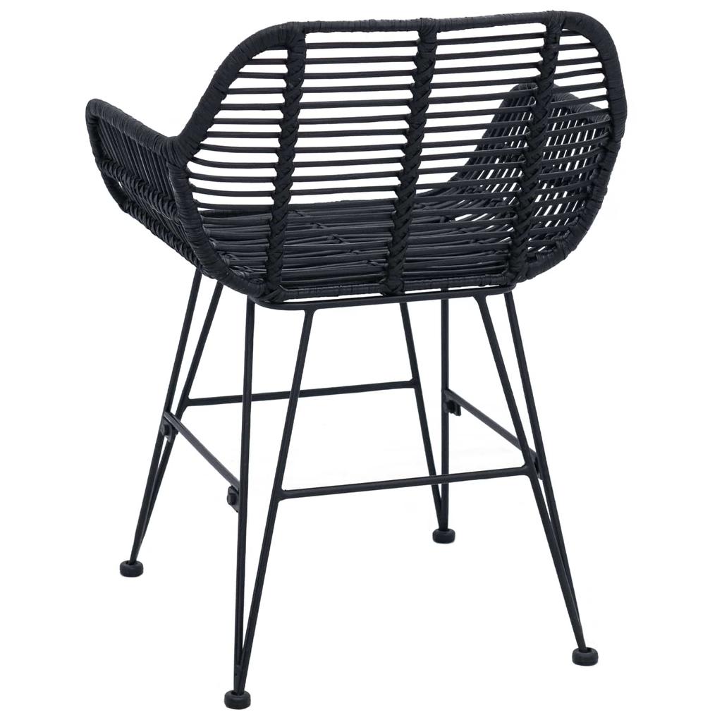 Dining Chair 2 Pcs Rattan and Iron Black 55 X 50 X 74 Cm