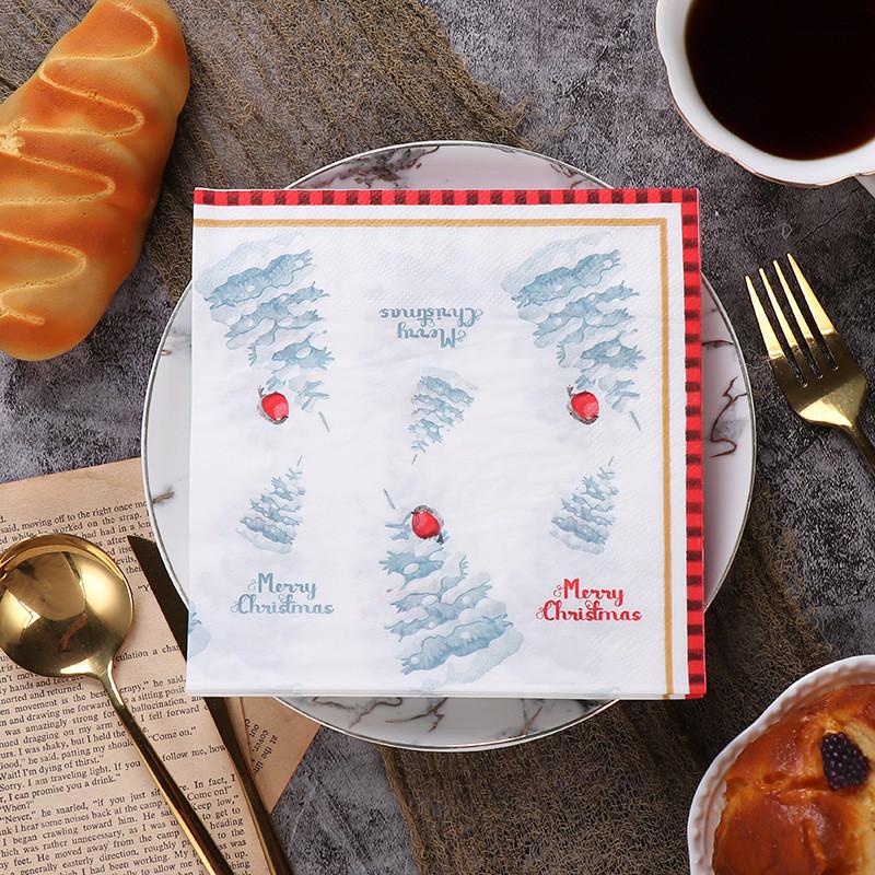 20Pcs/pack Christmas Series Printed Paper Disposable Tableware Sqaure Napkin Tissues Xmas Party Decoration