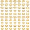 PH PandaHall 14K Gold Flower Bead Cap, 100pcs 10 Styles Bead End Caps Brass Filigree Metal Spacer Beads Caps End Charm Caps for DIY Earrings