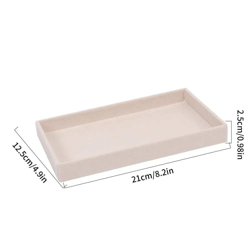 

Simple Beige Grey Square Velvet Jewelry Storage Tray Display Ring Bracelet Necklace Storage Box Showcase Drawer Organizer Trays