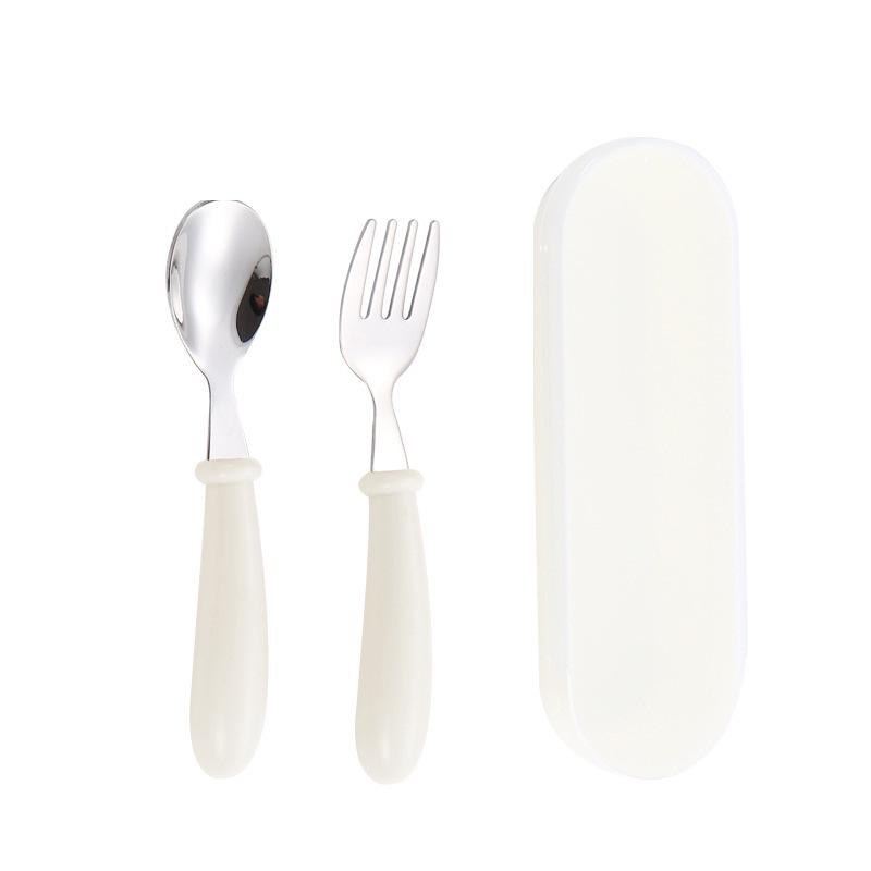 304 Stainless Steel Children's Cutlery Set: Spoon, Fork, and Box – Baby Feeding and Gift Set