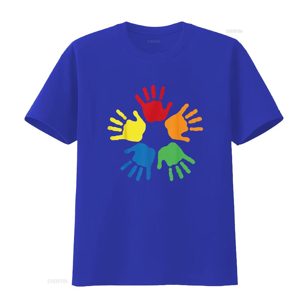 Colorful Hands Autistic Inspirational Autism Awareness T Shirt vintage Washed homme Comfortable Unisex Casual Stretched fashion
