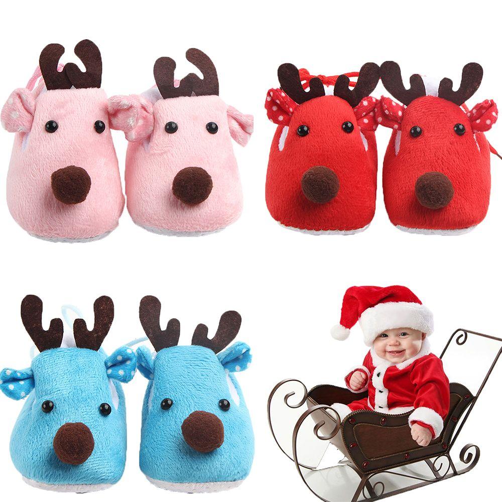 

Cute Winter Prewalker Infant Plush Fleece Baby Shoes First Walkers Xmas Elk Deer