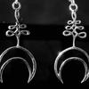Retro Gothic Silver Color Geometry Hollowed-out Crescent Moon Symbol Pendant Dangle Earrings for Women Halloween Party Jewelry