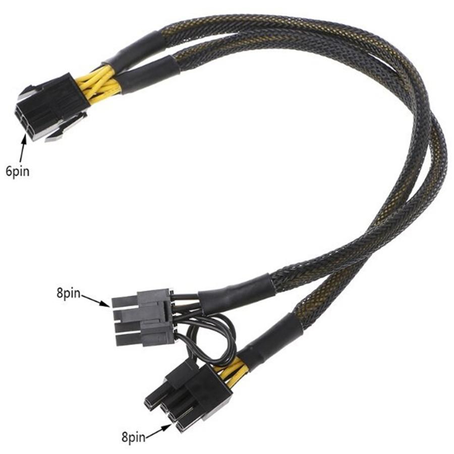 PCI Express Splitter Cable 6-pin to 2x PCI Express 6+2-pin 18 AWG Black Sleeved