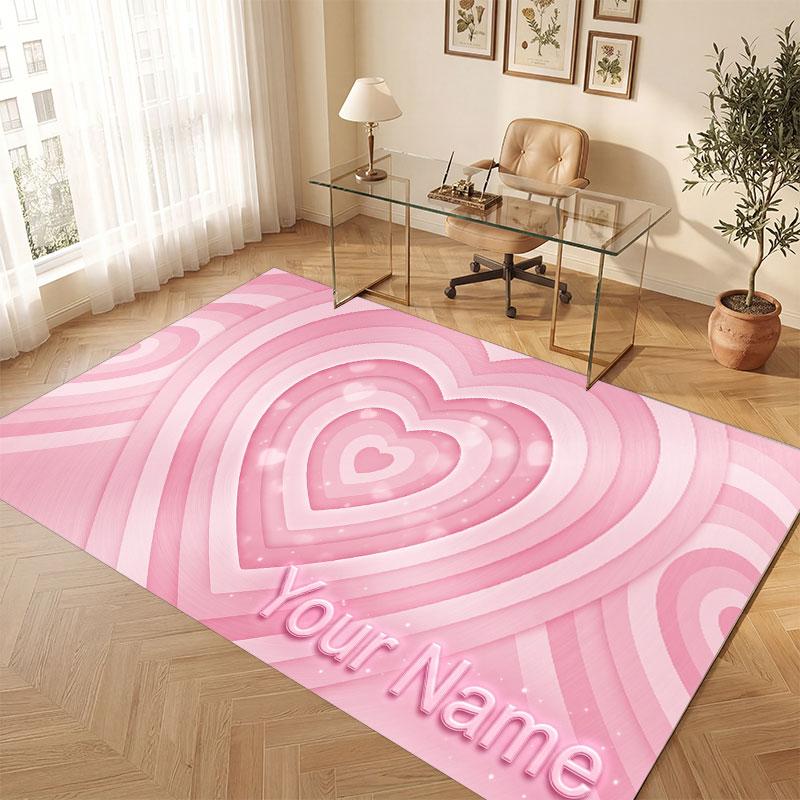 Neon Colorful Theme Crystal Velvet Floor Rug Personalized Custom Name Text Warm Carpet Home Decoration