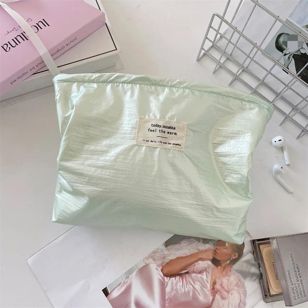 Pochette semplice lucida con paillettes argentate, borsa da sera, borsa per cosmetici, borsa per il trucco, portatile, da donna, per articoli da toeletta, per la cura della pelle, borsa organizer