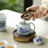 Metal Inlay Blue and White Dragon Teapot Single Ceramic Porcelain Chinese Kungfu Dragon Making Pot for Pu'er Tea