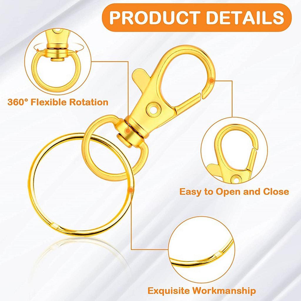 40PCS Metal Lobster Clasp 360 Degree Rotation Gold DIY Lobster Clasp for Handbags Wallets Jewelry Key Chains