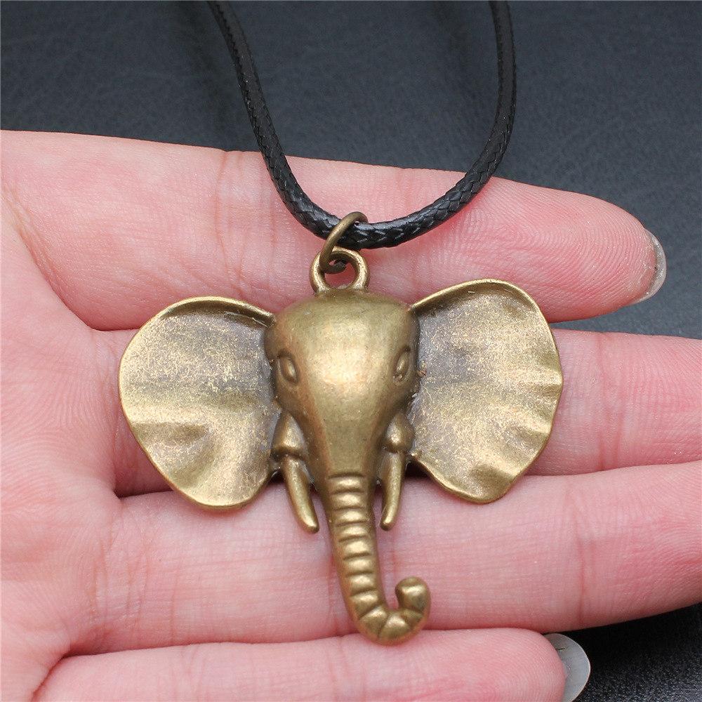 45cm Necklace Leather Chain Big Elephant And Horse Wedding Jewelry Findings QN027