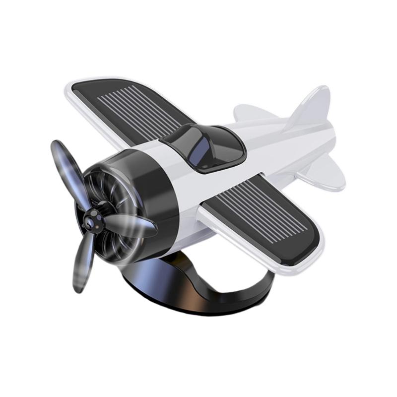 Solar Energy Powered 360 Spin Aircraft Car Ornament ABS Dashboard Decoration with Not Slip Base Interior decors