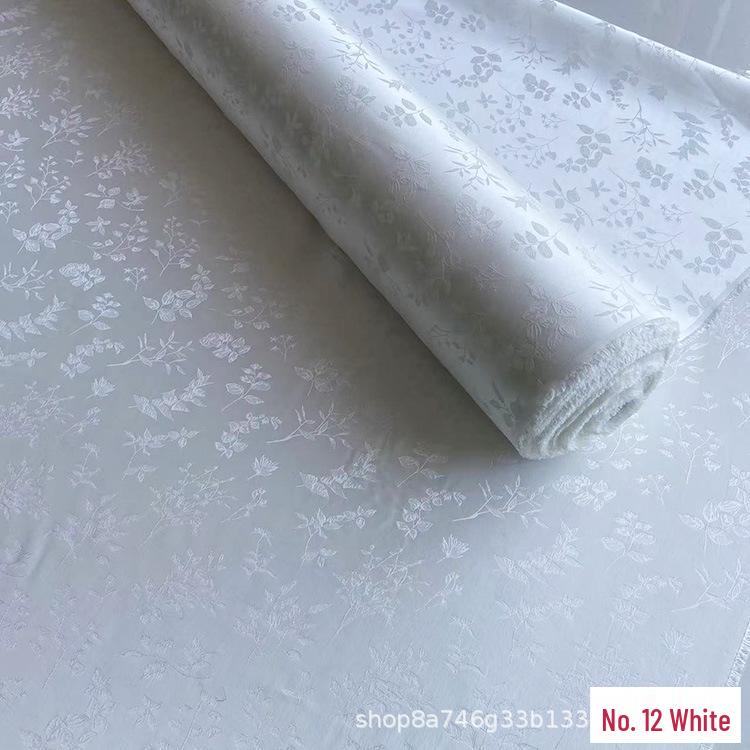 Golden Branch & Leaf Jacquard Sand-Wash Silk Fabric for Chinese Style Hanfu & Cheongsam Dresses