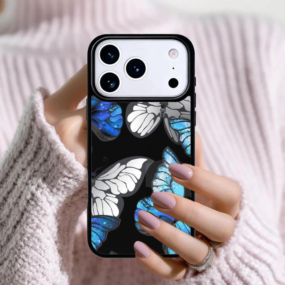 Blue Butterflies Phone Case For Apple iPhone 17 Air 16E 15 14 Plus 13 12 11 Pro Max Mini Funda Cover