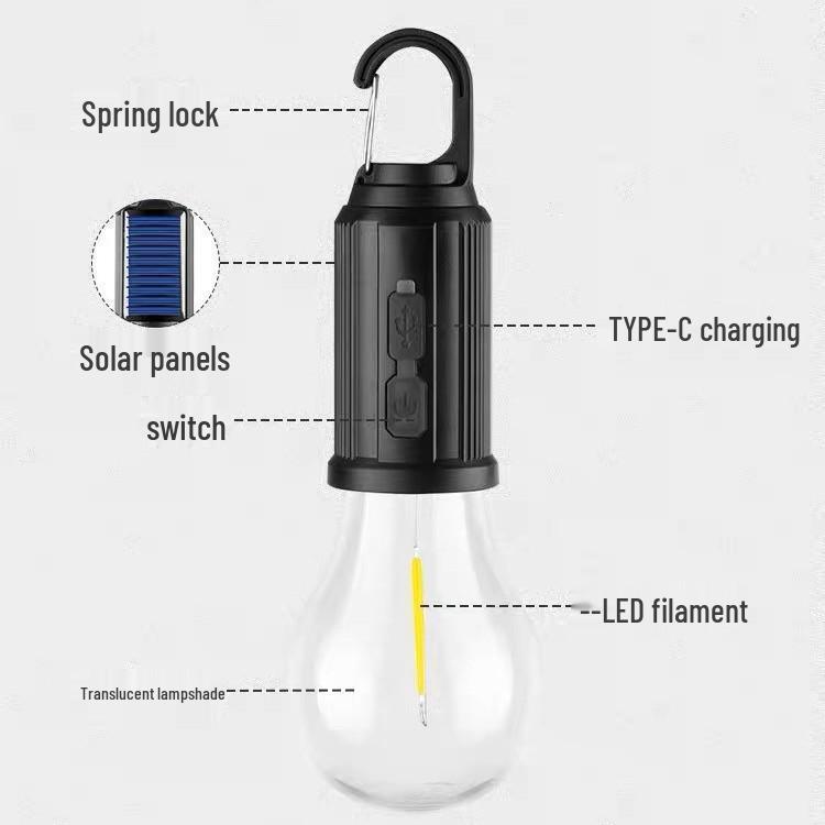Rechargeable Retro Solar LED Camping Lantern - Waterproof Emergency Tent Light 