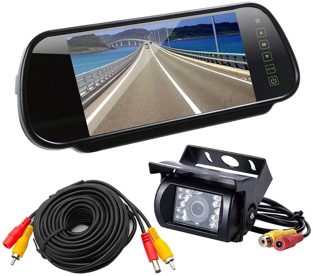 

mirror 18 infrared LED rear 20m cable infrared night vision camera 7-inch monitor, lights, camera, included, BKMIRROR-SET1