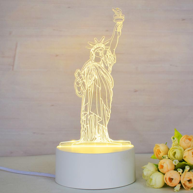 Customize Acrylic 3D Illusion LED Warm White Night Light for Living Room Kids Bedroom Decorative Lamp with USB Power