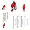 Red Bird Metal Wind Chime - Vibrant Red Creative Wind Chime Memorial Gift for Indoor/Outdoor Garden Decoration, 24 Inches