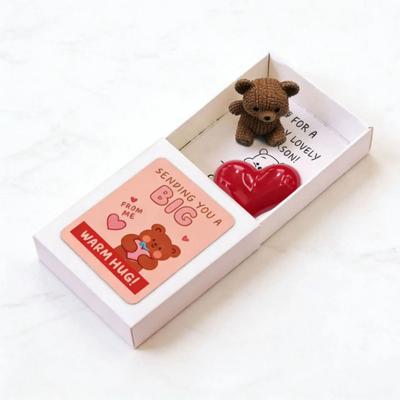Cute Resin Bear Pocket Hug Valentines Gift Box Mini Cartoon Heart Shaped Gift Box Valentines Gift Valentines Day