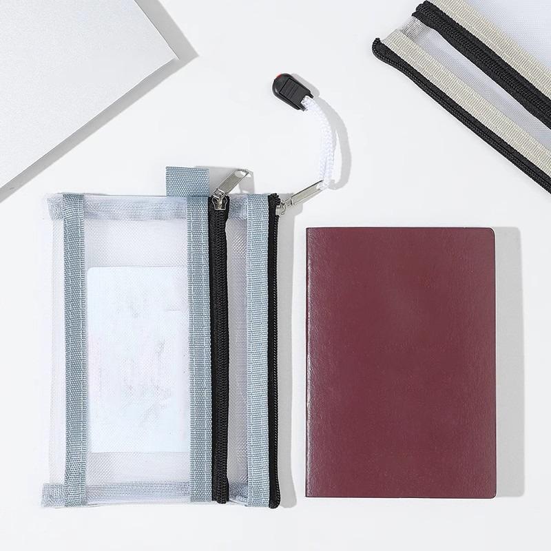 Small Mesh Double Layer Coin Bags Bus Id Credit Card Storage Bag Money Wallet Purse Earphone Cable Line Organizer Pouch