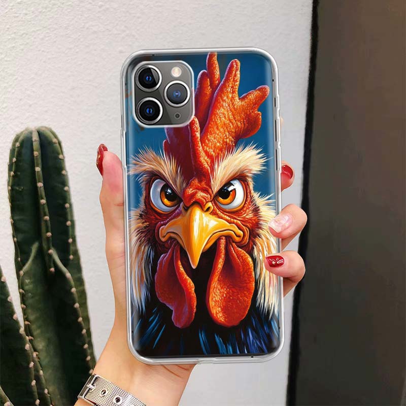 Chicken Hen Rooster For iPhone 17 Air 16 15 14 Plus 13 Mini 12 11 Pro Max Phone Case 16E 7 Print 8 SE Fundas Cover Soft Coque 16