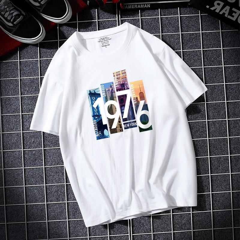 

1976 Большой размер Мужская футболка с короткими рукавами 100% хлопок Повседневная футболка S-6XL 6XL белый