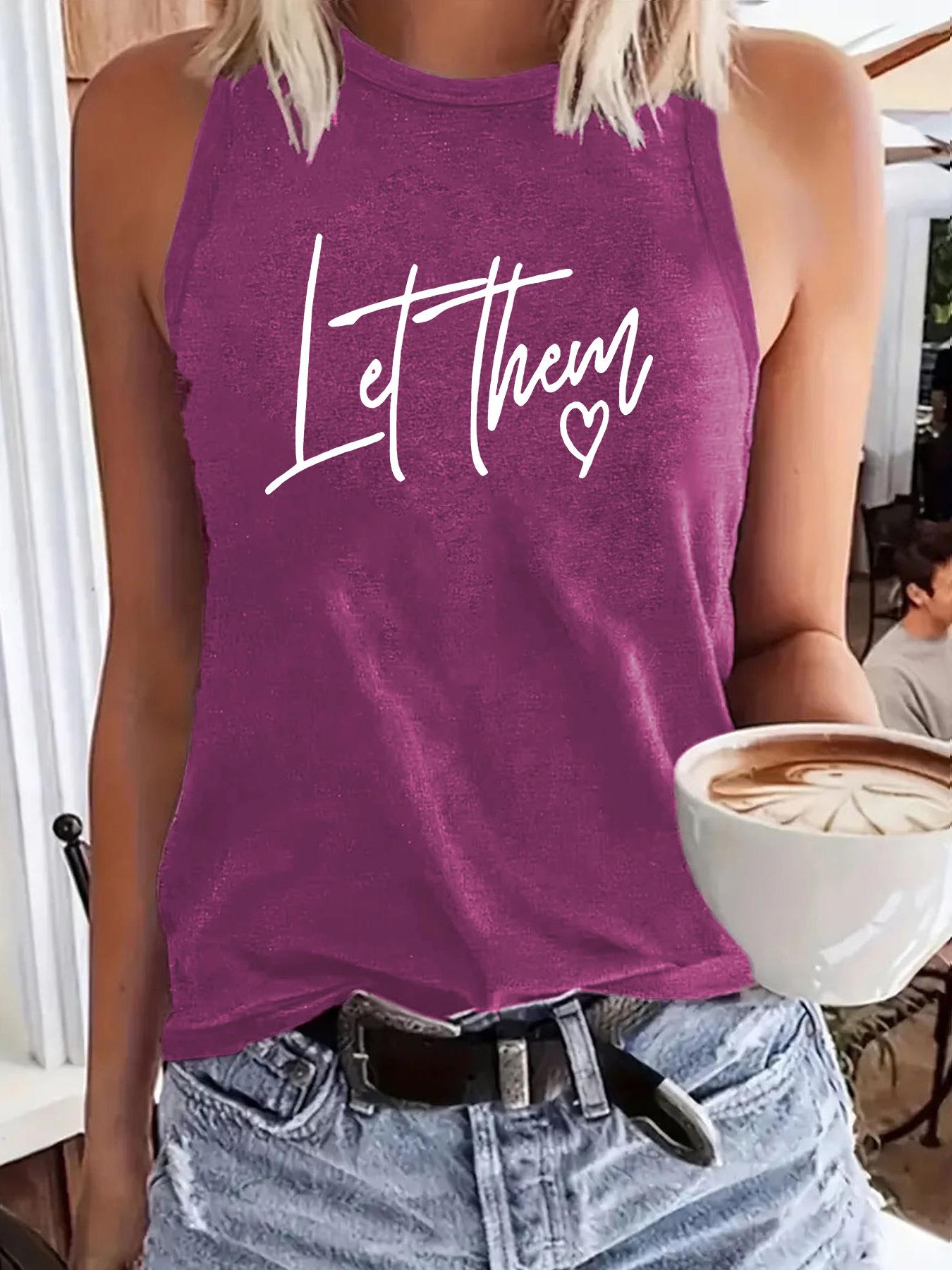 

Hot-Selling Women s Loose Fashion Let Them Letter Print Vest L темно-красного