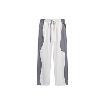 Li Ning Anti-Five Seven Collaboration Ville Changan Couleur Jeunesse Bloc de Couleurs Pantalon de Sport Tricoté Lâche Droit Hommes pantalon Gris Ombre Gris Clair AYKT803-1
