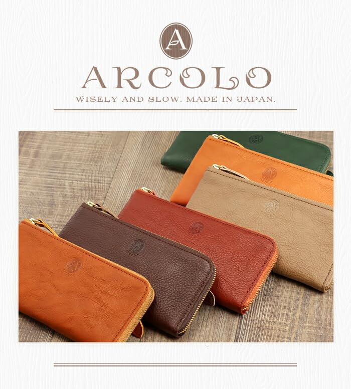 Alcoro Made in Japan L-förmige Reißverschluss-Langbörse, schlankes Design (Senf)