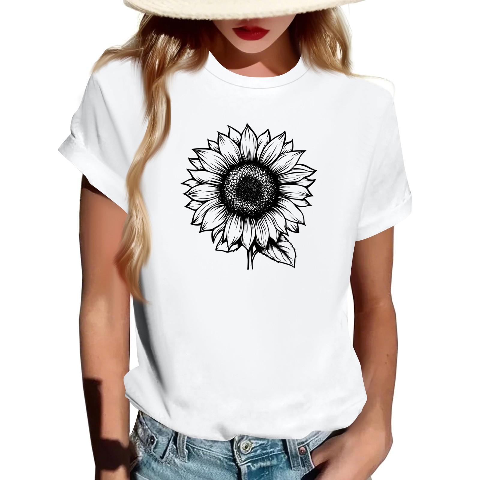 

Женская модная футболка с круглым вырезом, повседневная, с ретро-принтом, с короткими рукавами XL белый