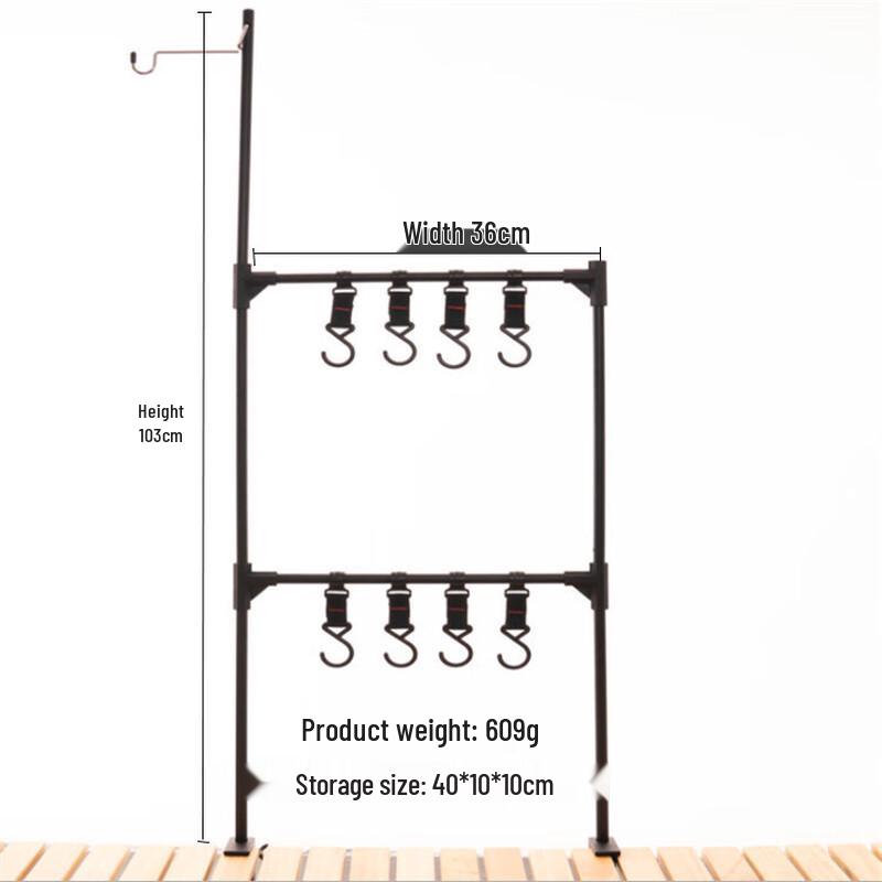 Outdoor Camping Desktop Storage Rack with Lamp Pole