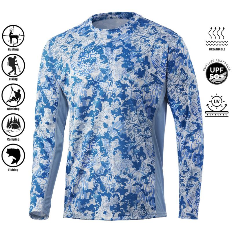 ETST 007 Herenshirt UV-bescherming Buitensporten Ronde hals Tops, Hardloopzon T-shirts UPF50+ Heren Lange Mouw Visshirt - Ademend 5XL
