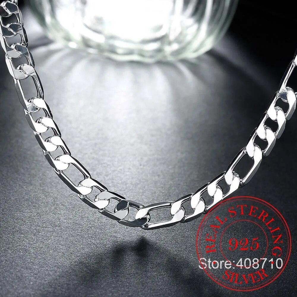 925 Sterling Silber 6mm Kette Seitlich Halskette Mann Frau Senior Luxus Schmuck Statement Halskette