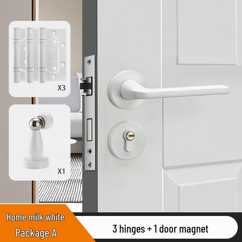 Universal Magnetic Black Bedroom Door Handle Lock - Silent, Solid Wood Design