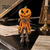 Dark Atmosphere Home Decoration Halloween Pumpkin Man Figurine, Retro Gentleman Head Resin Statue Holiday Gift for Lovers Ornament, Spooky Desktop