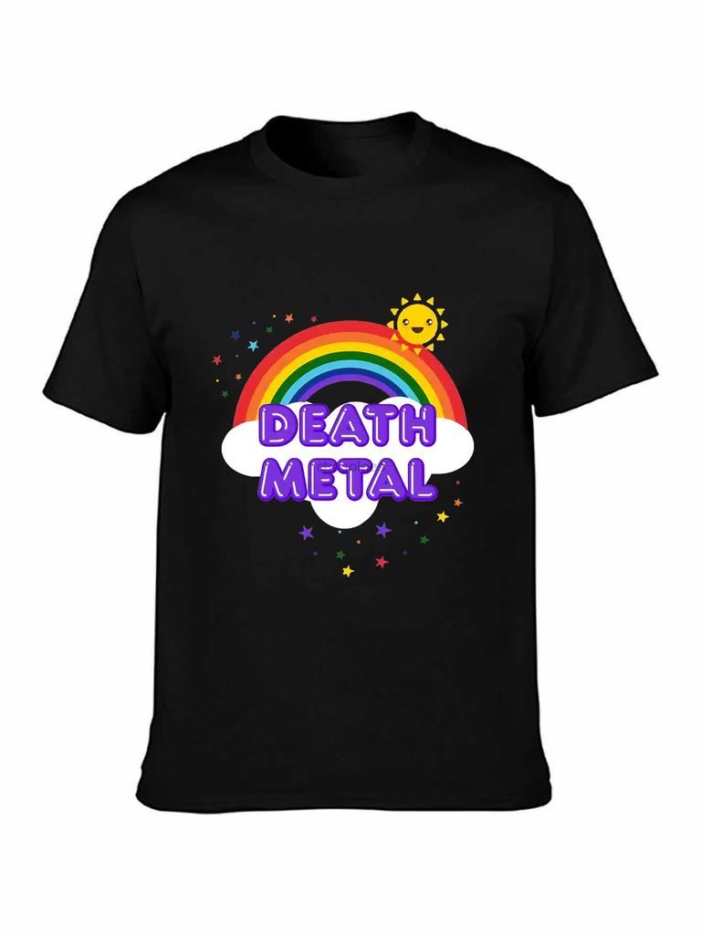 brand men shirt Death Metal Rainbow Funny Heavy Metal Cool Pink T Shirt