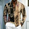 Men's Shirt, Casual Long Sleeved Shirt, Contrasting Color Patchwork Printed Shirt, Fashionable Casual Single Breasted Men's Shir