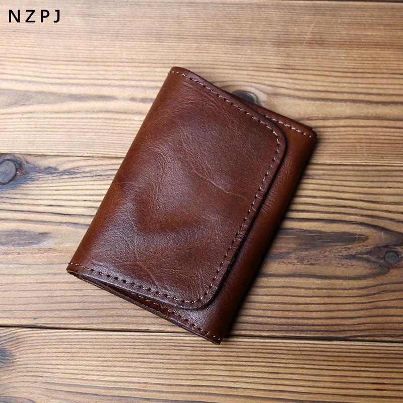 NZPJ Retro Leather Men's Card Pack Natural Cowhide Change Pack Key Bag Ladies Bank Card Pack Driving License Package