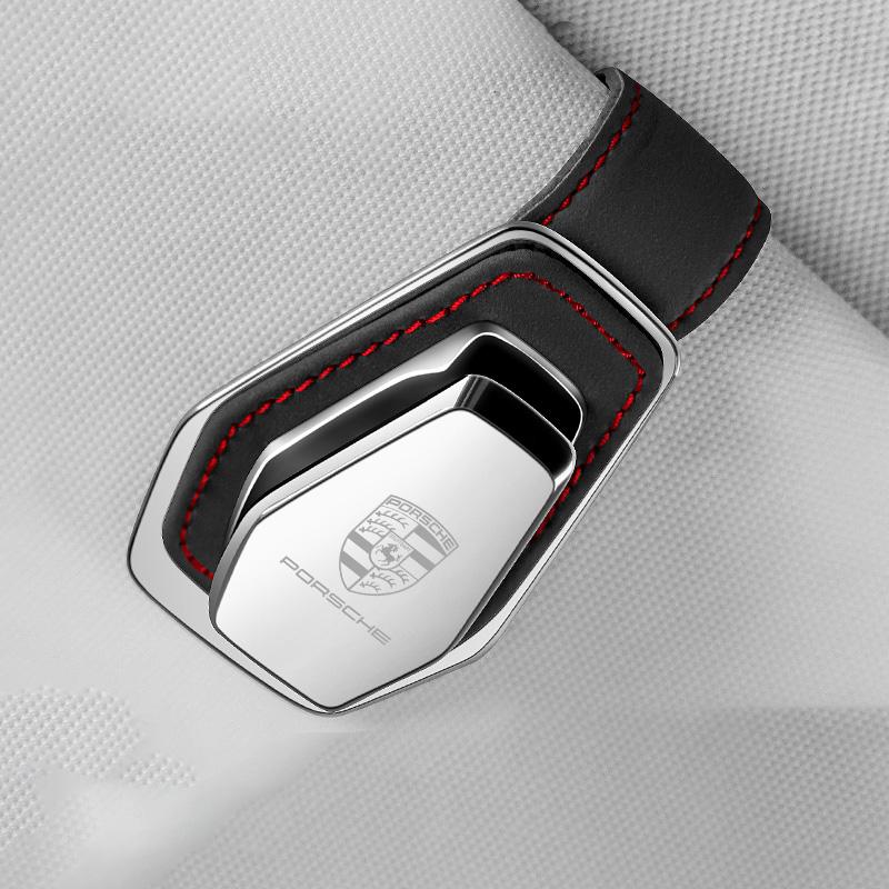 1PC Car Sun Visor Glasses Sunglasses Storage Clip For Porsche Cayenne Panamera Macan 911 718 Taycan Boxster Cayman 918 Accessory