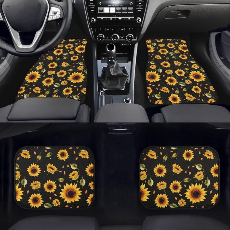 New Car Floor Mat Dustproof And Dirt-Resistant Four-Piece Floor Mat Sunflower