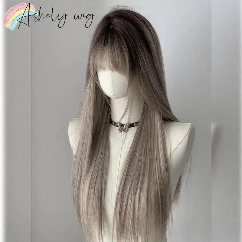 Ashely Jellyfish Head Black with Red Wigs with Bangs Subculture Y2K High Temperature Fibers Cosplay Synthetic Wigs for Daily Use