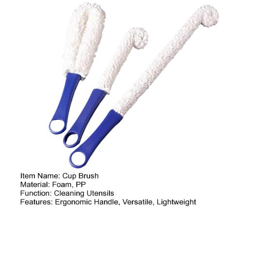 3Pcs/Set Foam Cup Brush Set Ergonomic Handle Reinforced Foam Bristles Cleaning Brush