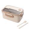 1 Set 1000/1500ML Lunch Box 3 Grids Hidden Handle Buckle Closure Dust-proof Lid Heat Resistant