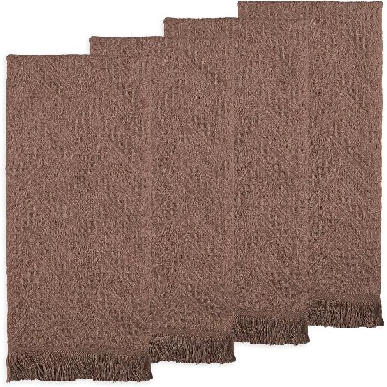 Boho Bathroom Decor Hand Towel 4 Pack 100% Turkish Cotton 14 x 30 Inch Boho Kitchen Hand Towel Guest Tea Gift (Brown) (Brown) коричневый