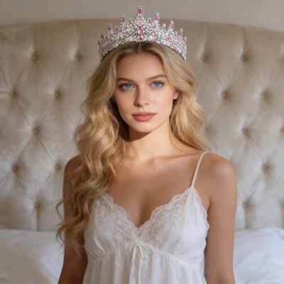 Women Crown Sparkling Rhinestones Inlaid Bridal Tiara Secure Fit Lightweight Princess Crown with Curved Ends Pins Hair Accessories