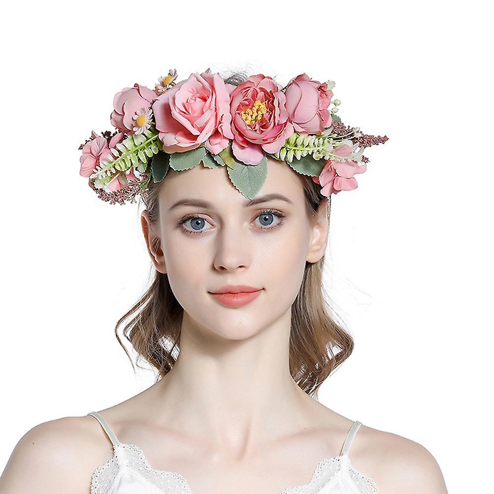 Handmade Faux Fabric Flower Garland Adjustable  Flower Garland  Hair Band