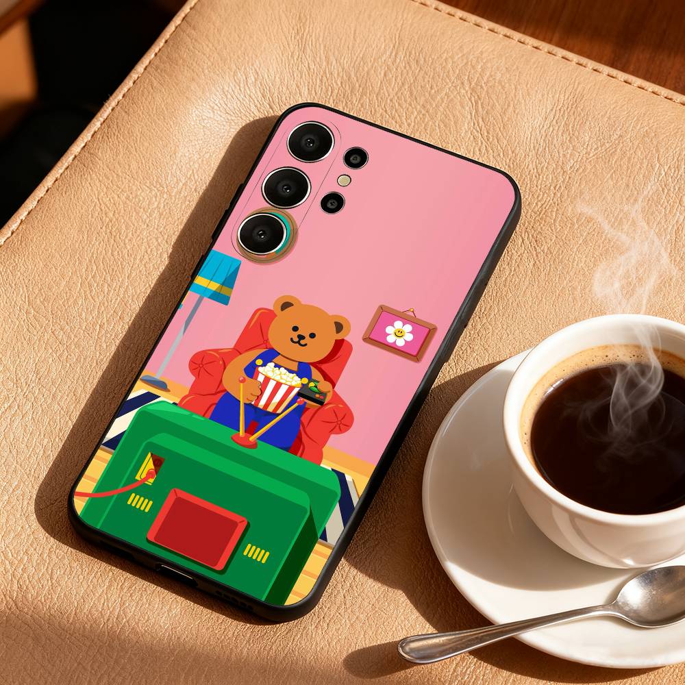 CUTE W-Wiggle C-Cookie Phone Case For Samsung S26,S25,24,23,22,30,21,10,9,Ultra,Plus,Lite,Black Soft Case