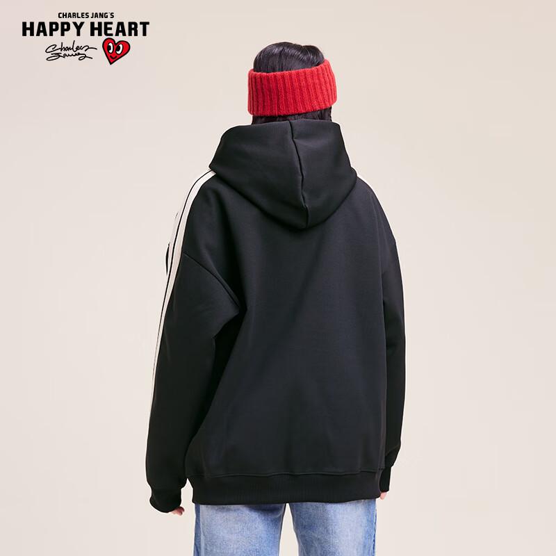 Charles Peach Heart Love Embroidery Hooded Sweatshirt