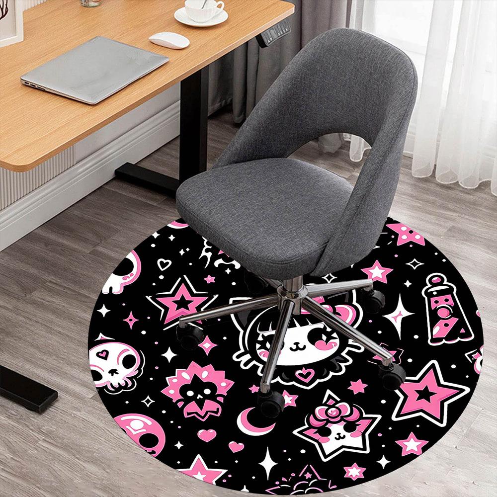 1pc cat star Round Chair mat Area Rug - Non-Slip, Floor Mat for Office, Bedroom, and Indoor Decor -1002012