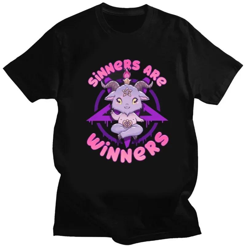 Women Short Sleeve T Shirt Cool Baphomet TShirt Kawaii Satan Demon Ghost Occult Goat Graphic Shirts Kawaii Clothing Anime Shirt