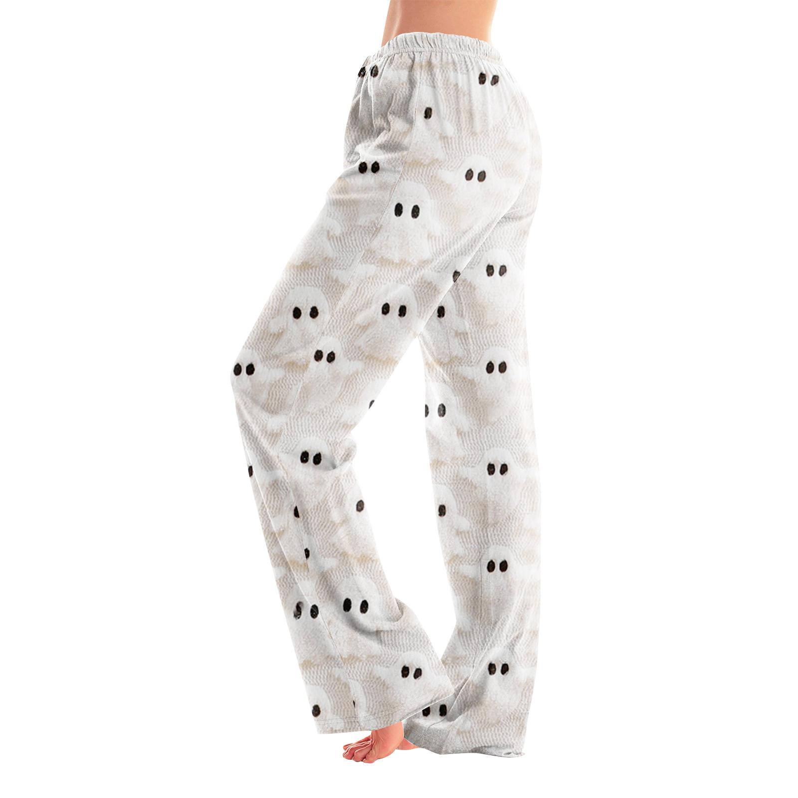 

Пижамные брюки Домашняя одежда Повседневные Брюки на кулиске с эластичной талией Удобные Прямые Брюки для йоги Свободные XL белый